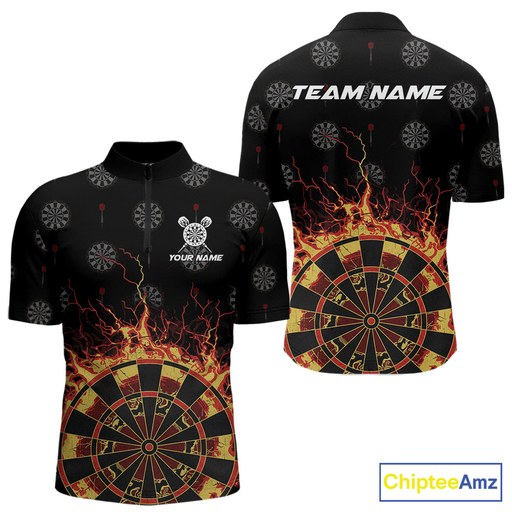 Personalized Flame Darts Polo & Quarter Zip Custom Darts Shirt For Men, Darts Team Jersey TDM5536