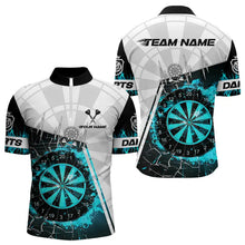 Load image into Gallery viewer, Personalized Turquoise Break Glass Dartboard Fire Polo, 1/4 Zip Custom Men Dart Shirts Dart Jersey TDM3775