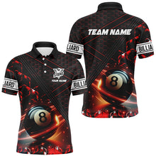 Load image into Gallery viewer, Red And Black Glowing 8 Ball Pool Custom Men Polo &amp; Quarter-Zip Shirts Team League Billiard Jersey TDM1883