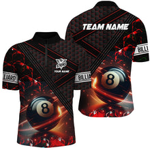 Load image into Gallery viewer, Red And Black Glowing 8 Ball Pool Custom Men Polo &amp; Quarter-Zip Shirts Team League Billiard Jersey TDM1883