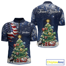 Load image into Gallery viewer, Funny Santa Christmas Billiard Shirts For Men Custom US Flag Xmas Pine Tree Pool Team Shirt TDM5289