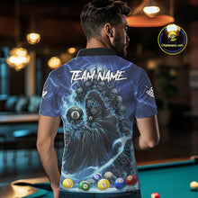 Load image into Gallery viewer, Blue Grim Reaper Lightning Billiard Shirt For Men Custom 8 Ball Pool Jersey Team Polo &amp; 1/4 Zip TDM5292