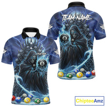 Load image into Gallery viewer, Blue Grim Reaper Lightning Billiard Shirt For Men Custom 8 Ball Pool Jersey Team Polo &amp; 1/4 Zip TDM5292