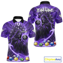 Load image into Gallery viewer, Purple Grim Reaper Lightning Billiard Shirt For Men Custom 8 Ball Pool Jersey Team Polo &amp; 1/4 Zip TDM5293