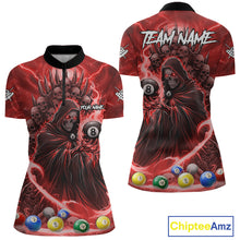 Load image into Gallery viewer, Red Grim Reaper Lightning Billiard Shirt For Women Custom 8 Ball Pool Jersey Team Polo &amp; 1/4 Zip TDM5294