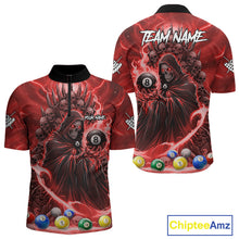 Load image into Gallery viewer, Red Grim Reaper Lightning Billiard Shirt For Men Custom 8 Ball Pool Jersey Team Polo &amp; 1/4 Zip TDM5294