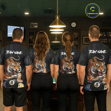 Load image into Gallery viewer, Funny Tiger 8 Ball, 9 Ball &amp; 10 Ball US Flag Billiard Shirt For Men Custom Pool Team Jersey TDM5541