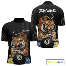 Load image into Gallery viewer, Funny Tiger 8 Ball, 9 Ball &amp; 10 Ball US Flag Billiard Shirt For Men Custom Pool Team Jersey TDM5541