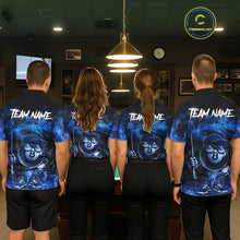 Load image into Gallery viewer, Blue Funny 8 Ball Pool Flame Smoke Billiard Shirt For Men Custom Billiard Team Jersey Uniform TDM5546