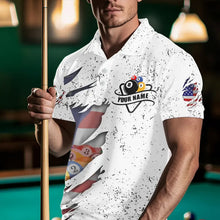 Load image into Gallery viewer, Personalized Grunge White American Flag Billiard Shirts For Men Custom 8 Ball Pool Billiard Jersey TDM3635