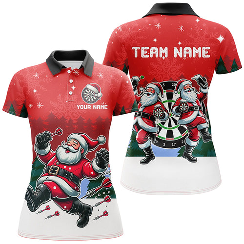 Funny Santa Playing Darts Red Christmas Dart Shirts For Women Custom Christmas Darts Gifts Outfit TDM2834