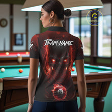 Load image into Gallery viewer, Personalized Red Billiard Skull Fire 8 Ball Pool Shirt For Women Custom Billiard Team Jersey TDM5078