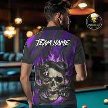 Load image into Gallery viewer, Personalized Skull And Snakes Flame Billiard Shirt For Men Custom 8 Ball Pool Team Jersey |Purple TDM5086