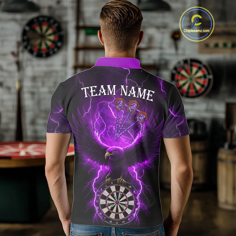 Purple Hawkeye Thunder Lightning Darts Shirt For Men Custom Darts Jersey Team Polo & 1/4 Zip TDM5303