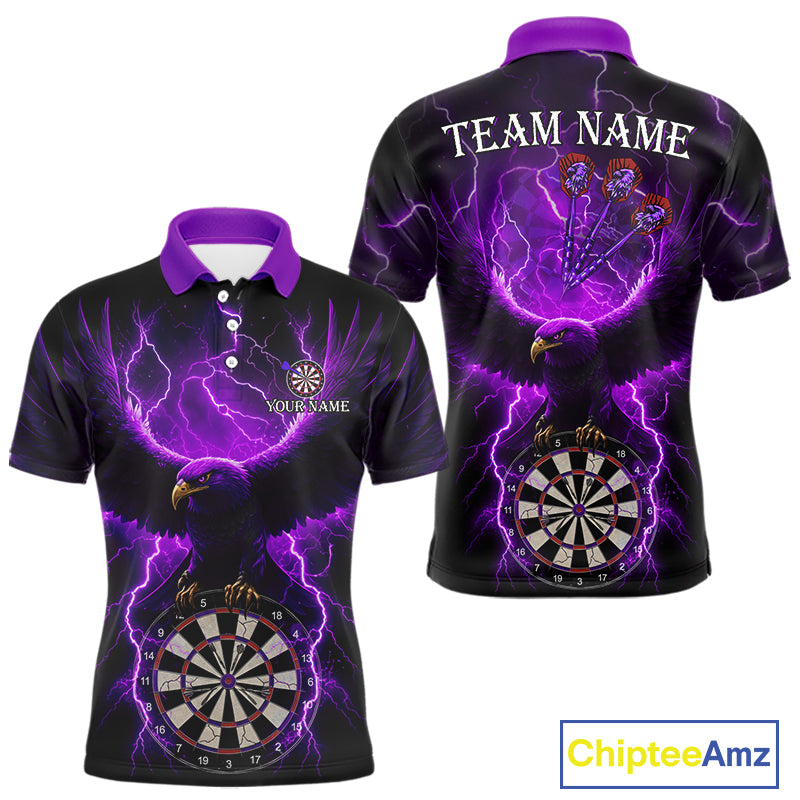 Purple Hawkeye Thunder Lightning Darts Shirt For Men Custom Darts Jersey Team Polo & 1/4 Zip TDM5303