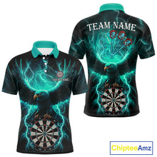 Load image into Gallery viewer, Turquoise Hawkeye Thunder Lightning Darts Shirt For Men Custom Darts Jersey Team Polo &amp; 1/4 Zip TDM5304