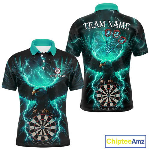 Turquoise Hawkeye Thunder Lightning Darts Shirt For Men Custom Darts Jersey Team Polo & 1/4 Zip TDM5304