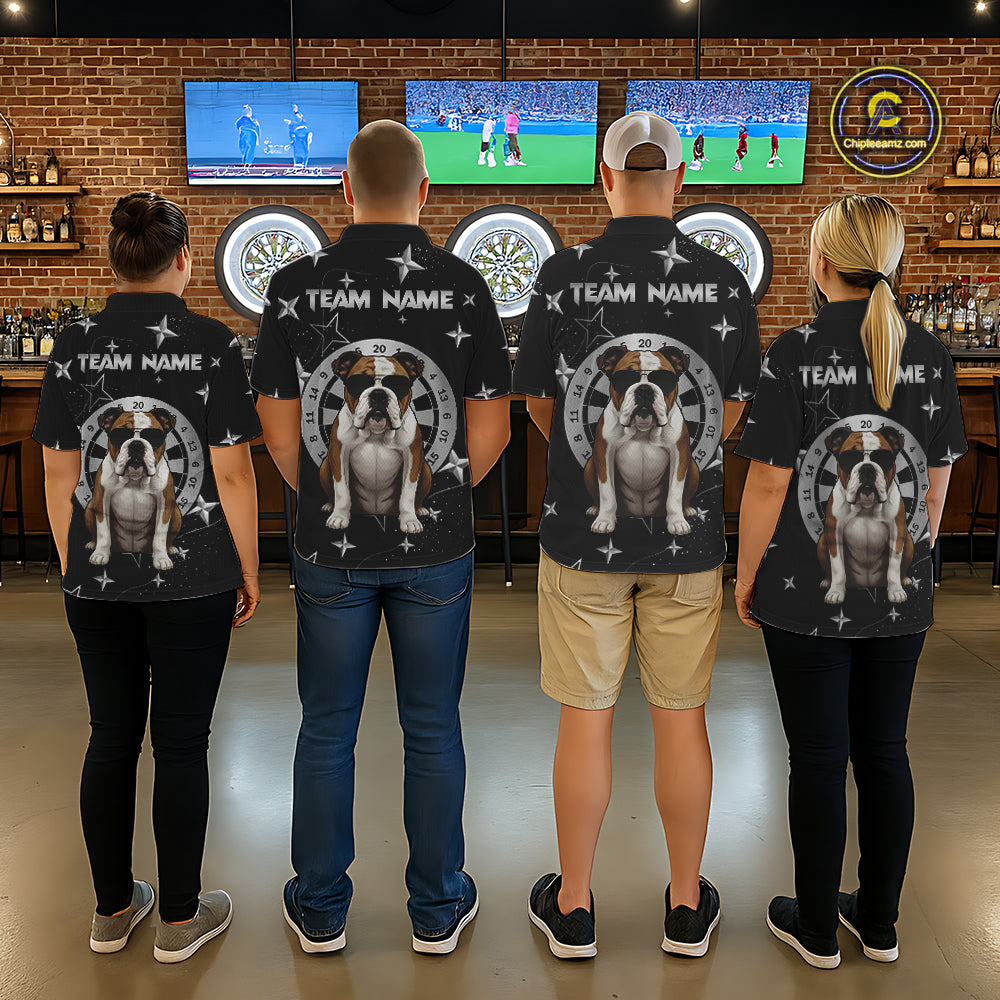 Personalized Funny Bulldog Darts Shirt For Men Custom Star Pattern Dart Jersey Team Polo & 1/4 Zip TDM5555