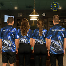 Load image into Gallery viewer, Blue 8 Ball Thunder Lightning Billiard Shirt For Men Custom Pool Team Jersey Polo &amp; Quarter Zip TDM6170