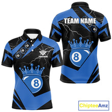 Load image into Gallery viewer, Black And Blue 8 Ball Crown Lightning Men&#39;s Billiard Shirt Custom Pool Team Jersey Polo &amp; 1/4 Zip TDM5311