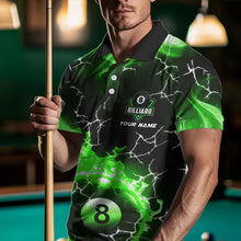 Load image into Gallery viewer, Green 8 Ball Pool Fire Flame Custom Lightning Billiard Shirts For Men Team League Billiard Jerseys TDM3491