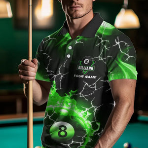 Green 8 Ball Pool Fire Flame Custom Lightning Billiard Shirts For Men Team League Billiard Jerseys TDM3491