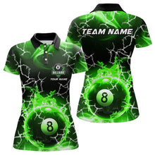 Load image into Gallery viewer, Green 8 Ball Pool Fire Flame Custom Lightning Billiard Shirts For Women Team League Billiard Jerseys TDM3491