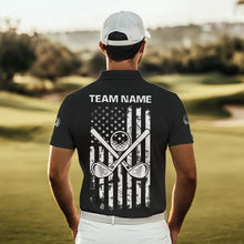 Load image into Gallery viewer, Black and White American Flag Men Golf polo shirts custom patriotic golf apparel team golf jerseys NQS9605