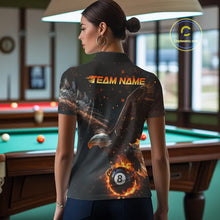 Load image into Gallery viewer, Personalized Fire 8 Ball Eagle Billiard Shirt For Women Custom Pool Team Jersey Polo &amp; 1/4 Zip TDM6407