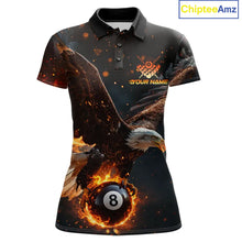 Load image into Gallery viewer, Personalized Fire 8 Ball Eagle Billiard Shirt For Women Custom Pool Team Jersey Polo &amp; 1/4 Zip TDM6407