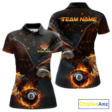 Load image into Gallery viewer, Personalized Fire 8 Ball Eagle Billiard Shirt For Women Custom Pool Team Jersey Polo &amp; 1/4 Zip TDM6407