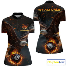 Load image into Gallery viewer, Personalized Fire 8 Ball Eagle Billiard Shirt For Women Custom Pool Team Jersey Polo &amp; 1/4 Zip TDM6407