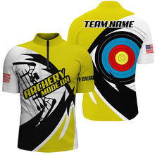 Load image into Gallery viewer, Personalized Yellow Archery Jerseys Men Polo &amp; Quarter-Zip Shirts Custom Archery Bow Shirts TDM1687