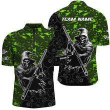 Load image into Gallery viewer, Personalized Green Abstract Death Skeleton Men Billiard Shirts, Halloween Scary Billiard Jerseys TDM2606