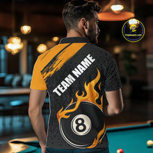 Load image into Gallery viewer, Black And Orange Flaming 8 Ball Billiard Shirt For Men Custom Pool Team Jersey Polo &amp; 1/4 Zip TDM5317