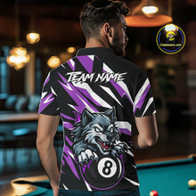 Load image into Gallery viewer, Black And Purple 8 Ball Wolf Billiard Shirt For Men Custom Billiard Jersey, Pool Team Shirt TDM5318