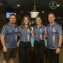 Load image into Gallery viewer, Grunge Navy American Flag 9 Ball Billiard Shirt For Men Custom Patriotic Billiard Shirt Pool Jersey TDM5578