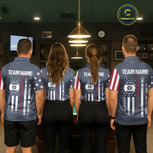 Load image into Gallery viewer, Grunge Navy American Flag 9 Ball Billiard Shirt For Men Custom Patriotic Billiard Shirt Pool Jersey TDM5578