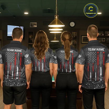 Personalized Billiard US Flag 8 Ball Pool Shirt For Women, Billiard Team Jersey Polo & 1/4 Zip TDM5579