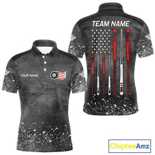 Load image into Gallery viewer, Personalized Billiard US Flag 8 Ball Pool Shirt For Men, Billiard Team Jersey Polo &amp; 1/4 Zip TDM5579