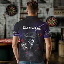 Load image into Gallery viewer, Personalized Thunder Lightning Funny Storm Custom Dart Shirts For Men, Cool Purple Dart Team Jersey TDM3496