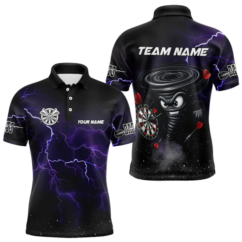 Personalized Thunder Lightning Funny Storm Custom Dart Shirts For Men, Cool Purple Dart Team Jersey TDM3496