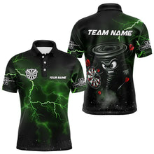Load image into Gallery viewer, Personalized Thunder Lightning Funny Storm Custom Dart Shirt For Men, Cool Green Dart Team Jerseys TDM3497