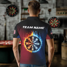 Load image into Gallery viewer, Blue And Red Dart Water Fire Men Dart Shirt With Pocket Custom Dart Jerseys TDM3500