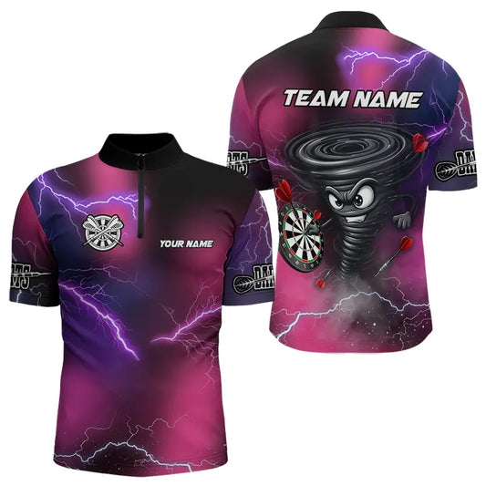 Personalized Pink Thunder Lightning Tornado Custom Funny Dart Shirts For Men, Cool Dart Team Jersey TDM3652