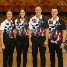 Load image into Gallery viewer, Personalized Red Grunge Skull Bowling Shirt For Men, Bowling League Team Jersey Polo &amp; 1/4 Zip TDM6418