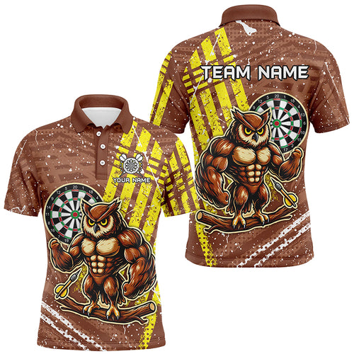 Personalized Funny Owl Darts Shirts For Men Custom Brown Darts Jerseys, Unique Darts Apparel TDM1918