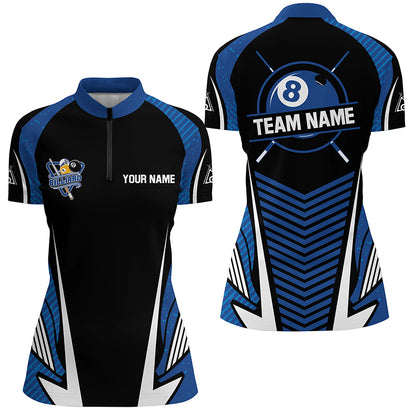 Personalized Blue Billiard Jerseys For Women Custom Billiard Team Shirts Tournament Pool Jerseys TDM2621