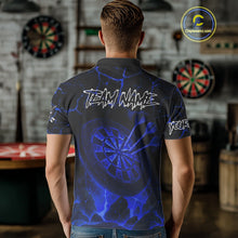 Load image into Gallery viewer, Personalized Skull Cracks Pattern Blue Darts Shirt For Men, Darts League Jersey Polo &amp; 1/4 Zip TDM5105