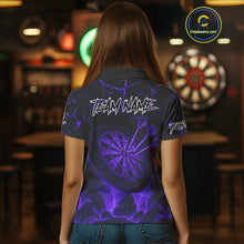 Load image into Gallery viewer, Personalized Skull Cracks Pattern Purple Darts Shirt For Women, Darts League Jersey Polo &amp; 1/4 Zip TDM5106